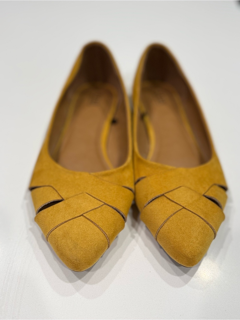 ANA Woven Accents Mustard Yellow Pointed Toe Slip On Flats Women's Size 11